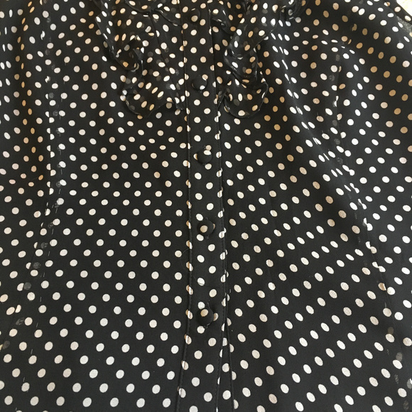 Tahari Polka Dot Ruffle Front Sleeveless Blouse - Picture 3 of 5